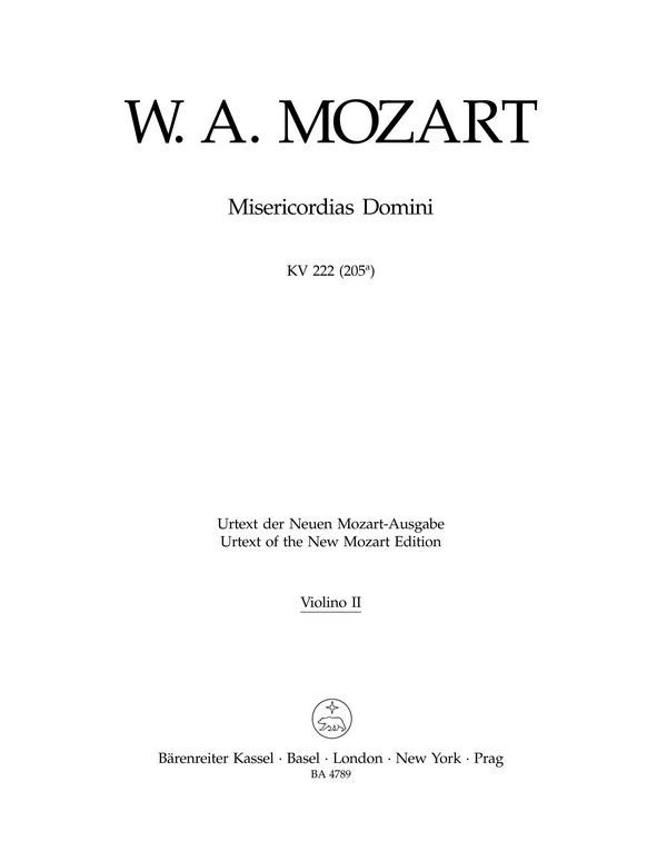 Misericordias Domini KV222 (205a)&nbsp;&nbsp;für gem Chor, Streicher und Bc&nbsp;&nbsp;Violine 2