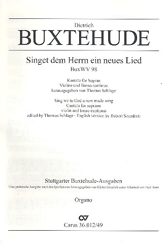 Singet dem Herrn ein neues Lied&nbsp;&nbsp;für Sopran, Violine und Bc&nbsp;&nbsp;Orgel