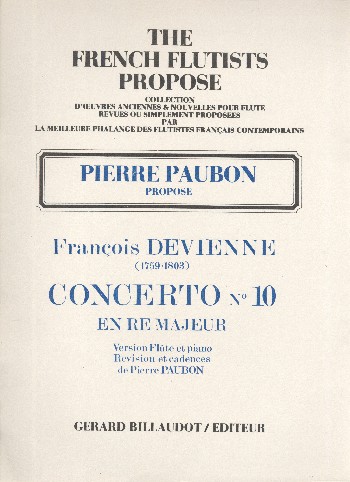 Concerto re majeur no.10 pour  flûte et orchestre pour flûte  et piano