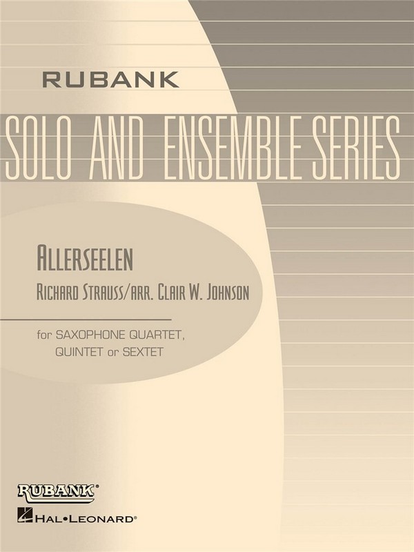 Allerseelen op.10,8 for  4 saxophones (AATB) and optional  alto sax 3 and tenor sax 2,  score and parts
