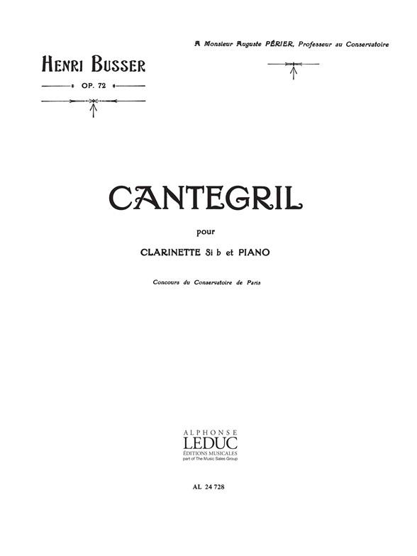 Cantegril op.72 für Klarinette und Klavier    