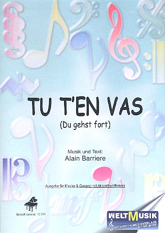 Tu t'en vas&nbsp;&nbsp;Klavier/Gesang/Gitarre&nbsp;&nbsp;Einzelausgabe (st/frz)