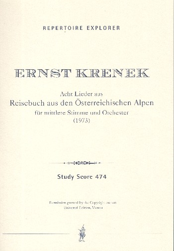 8 Lieder aus Reisebuch aus den  Österreichischen Alpen für mittlere  Stimme und Orchester,  Studienpartitur