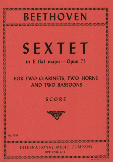 Sextett Es-Dur op.71&nbsp;&nbsp;für 2 Klarinetten, 2 Hörner und 2 Fagotte&nbsp;&nbsp;Studienpartitur
