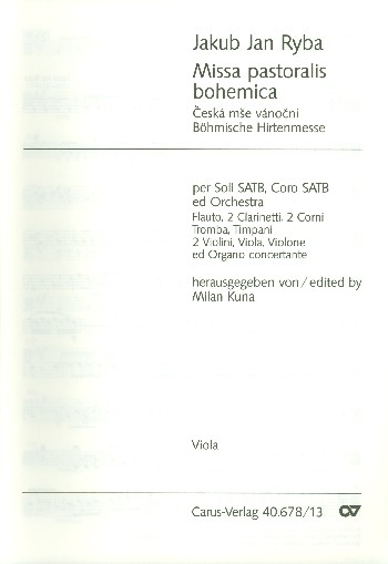 Missa pastoralis bohemica&nbsp;&nbsp;für Soli, gem Chor und Orchester&nbsp;&nbsp;Viola