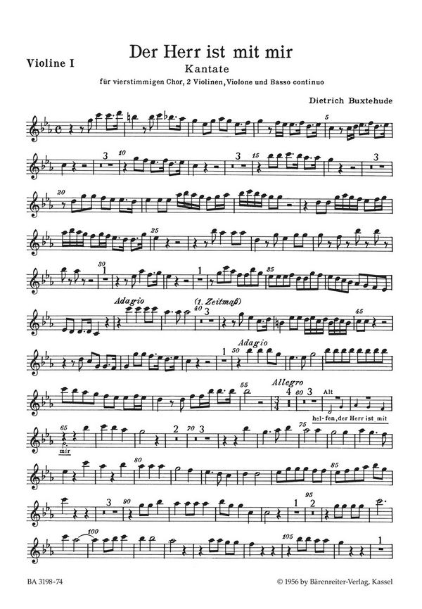 Der Herr ist mit mir für&nbsp;&nbsp;gem Chor, 2 Violinen, Violone (Vc) und Bc&nbsp;&nbsp;Violine 1