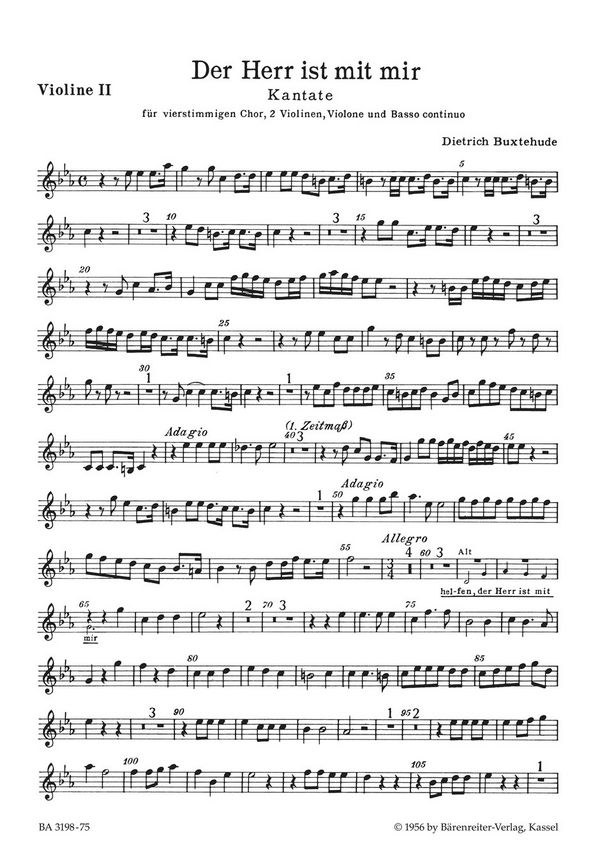 Der Herr ist mit mir für&nbsp;&nbsp;gem Chor, 2 Violinen, Violone (Vc) und Bc&nbsp;&nbsp;Violine 2