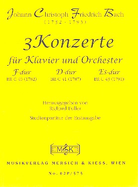 3 Konzerte F-Dur, D-Dur und  Es-Dur für Klavier und Orchester  Studienpartitur