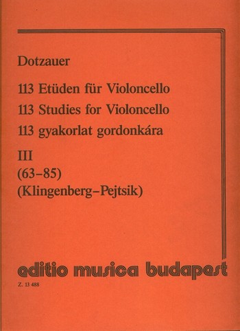 113 Etüden Band 3:  für Violoncello  Etüden 63-85