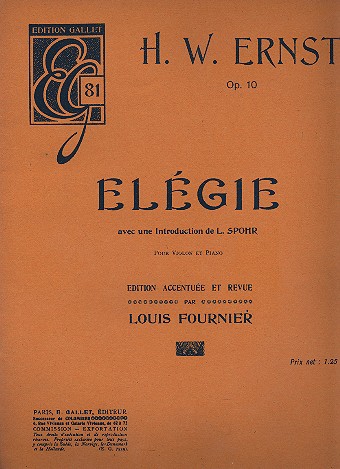 Elégie op.10  für Violine und Klavier  