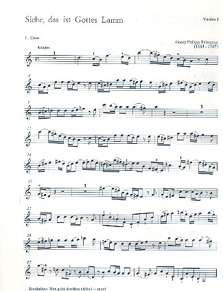 Siehe das ist Gottes Lamm TVWV1:1320&nbsp;&nbsp;für Soli, gem Chor und Orchester&nbsp;&nbsp;Violine 1