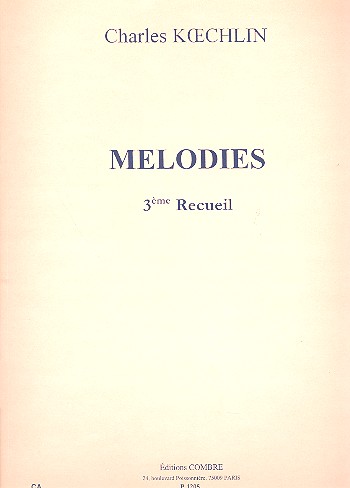 Melodies vol.3 pour chant et piano&nbsp;&nbsp;&nbsp;&nbsp;