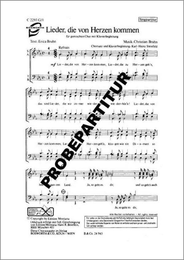 Lieder, die von Herzen kommen&nbsp;&nbsp;für gem Chor und Klavier&nbsp;&nbsp;Singpartitur