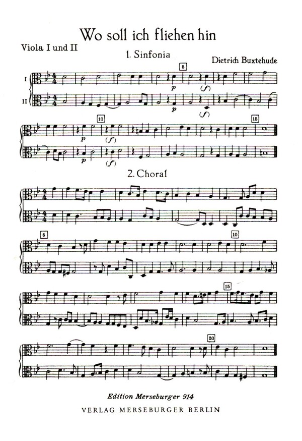 Wo soll ich fliehen hin für Soli,&nbsp;&nbsp;gem Chor, Streichorchester ud Orgel&nbsp;&nbsp;Viola 1/2