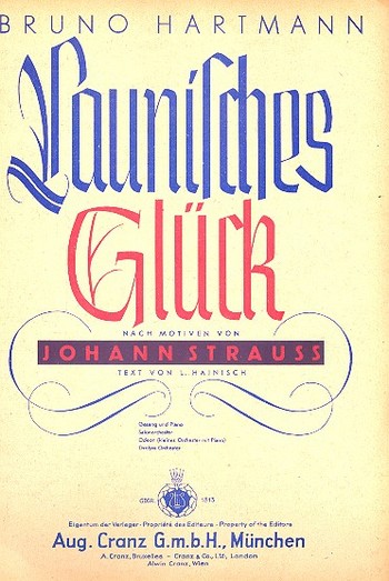 Launisches Glück  für Gesang und Klavier  