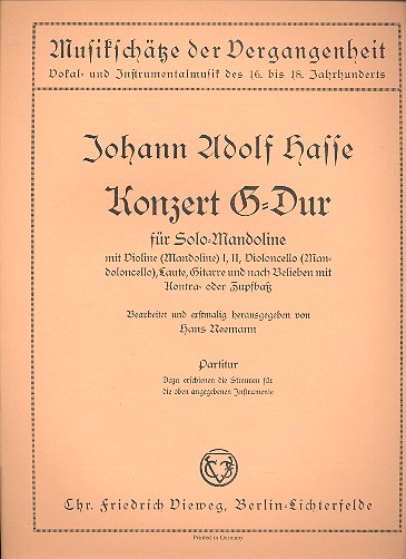 Konzert G-Dur  für Mandoline (Violine) solo und Zupforchester (oder Streicher)  Partitur
