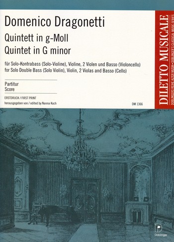 Quintett g-Moll für Kontrabass (Violine),  Streicher und Bc (Violoncello)  Partitur