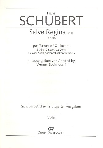 Salve Regina D106 für Tenor&nbsp;&nbsp;und Orchester&nbsp;&nbsp;Viola