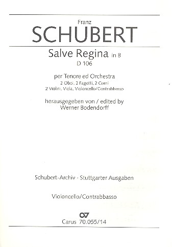 Salve Regina D106 für Tenor&nbsp;&nbsp;und Orchester&nbsp;&nbsp;Violoncello / Kontrabass
