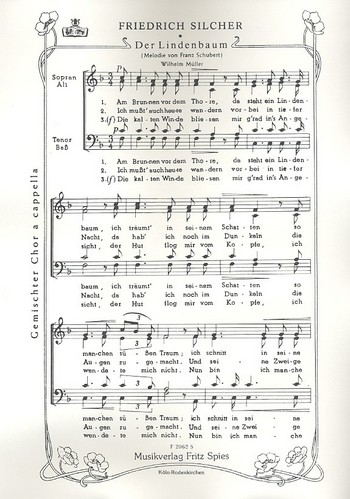 Der Lindenbaum für gem Chor  a cappella,  Chorpartitur  