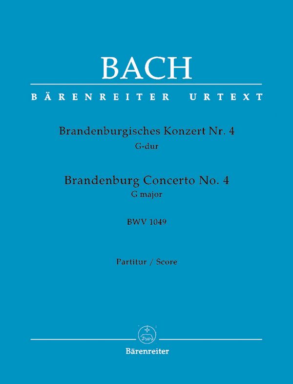 Brandenburgisches Konzert G-Dur Nr.4 BWV1049&nbsp;&nbsp;für Violine, 2 Blockflöten, Streicher und Bc&nbsp;&nbsp;Partitur