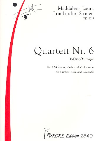 Quartett E-Dur Nr.6  für 2 Violinen, Viola und Violoncello  Partitur und Stimmen