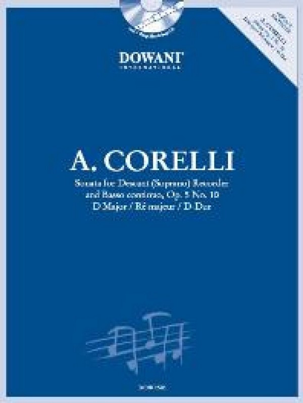 Sonate D-Dur op.5,10 (+CD)  für Sopranblockflöte und Bc  