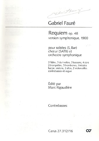 Requiem d-Moll op.48 (1900) für Soli,&nbsp;&nbsp;gem Chor und Sinfonie-Orchester&nbsp;&nbsp;Kontrabass