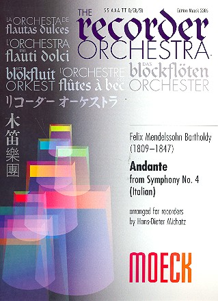 Andante from symphony no.4  for recorder orchestra  score and parts