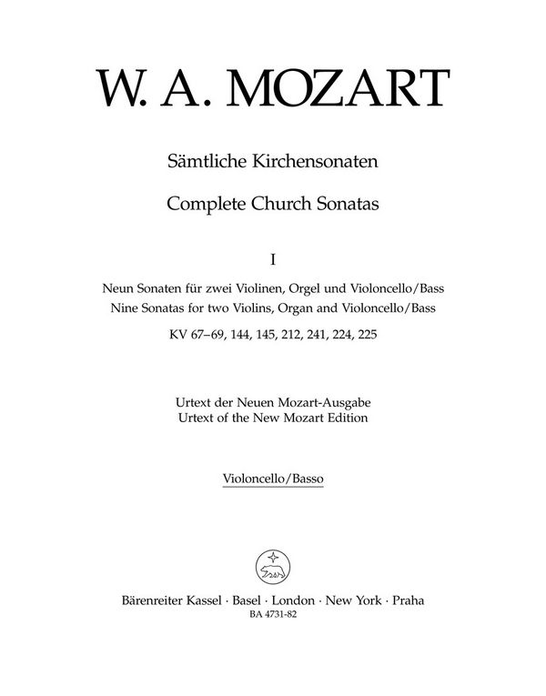 Sämtliche Kirchensonaten Band 1: für 2 Violinen,&nbsp;&nbsp;2 Violinen, Orgel und Violoncello (Kontrabass)&nbsp;&nbsp;Violoncello/Kontrabass