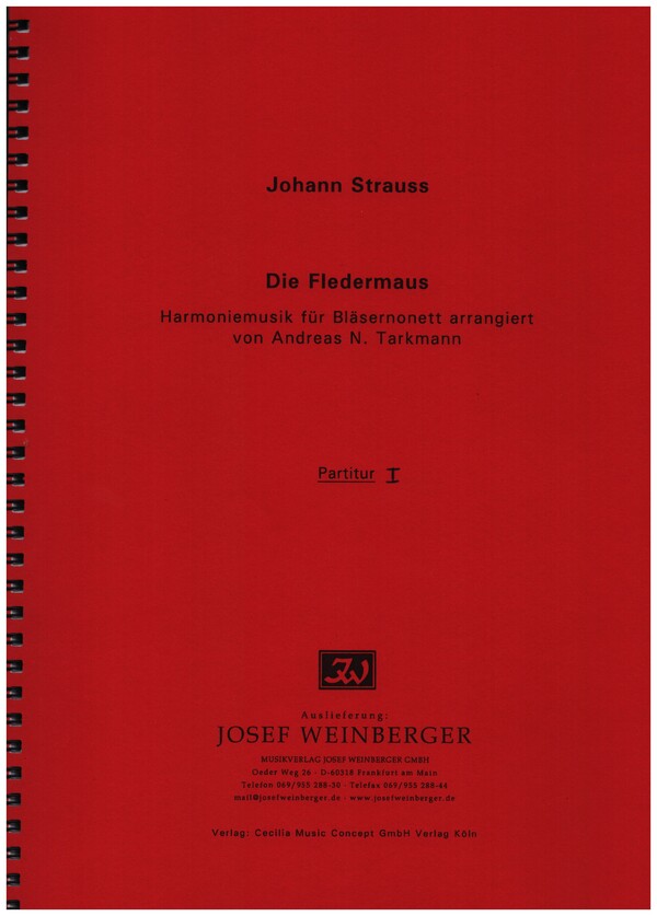 Die Fledermaus für Flöte,&nbsp;&nbsp;2 Oboen, 2 Klarinetten, 2 Hörner&nbsp;&nbsp;und 2 Fagotte,  Partitur