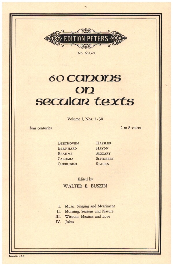 60 Canons on secular Texts vol.1 (nos1-30)&nbsp;&nbsp;for 2 to 8 voices&nbsp;&nbsp;