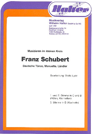 Deutsche Tänze Menuette und Ländler&nbsp;&nbsp;für 3-stimmiges Ensemble (Flöten/Klarinetten)&nbsp;&nbsp;Partitur und Stimmen