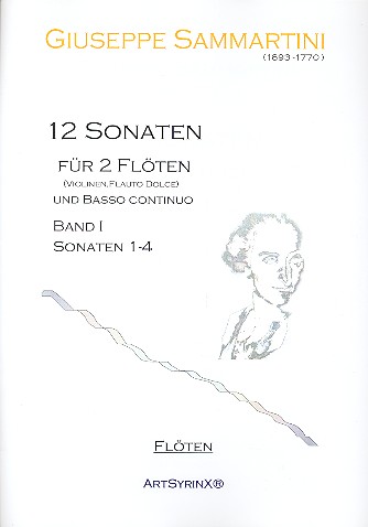 12 Sonaten Band 1 (Nr.1-4)  für 2 Flöten (Violinen)  2 Spielpartituren