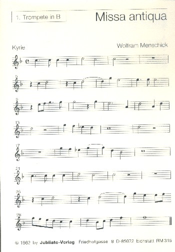 Missa antiqua  für gem Chor und Bläser  Bläserset (2 Trompeten, 2 Posaunen)