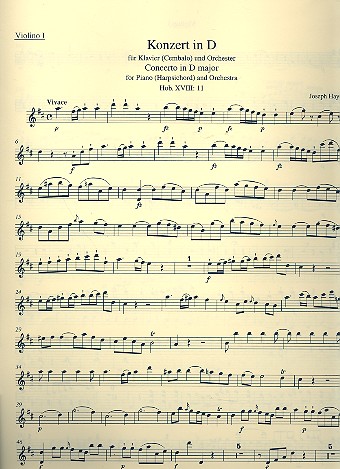 Konzert D-Dur Hob.XVIII:11 für&nbsp;&nbsp;Klavier (Cembalo) und Orchester&nbsp;&nbsp;Violine 1