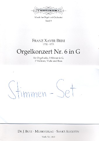 Konzert G-Dur Nr.6  für Orgel und Orchester  Stimmenset (Solo, Harmonie und 3-2-1-1-1)