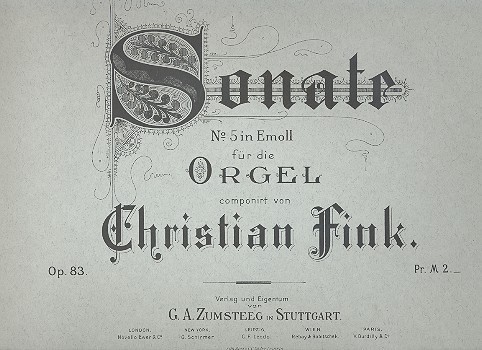 Sonate e-Moll Nr.5 op.83  für Orgel  