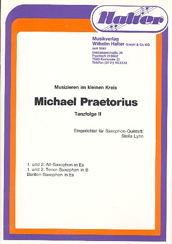 Tanzfolge Band 2 für 5 Saxophone&nbsp;&nbsp;(AATTBar)&nbsp;&nbsp;Partitur und Stimmen