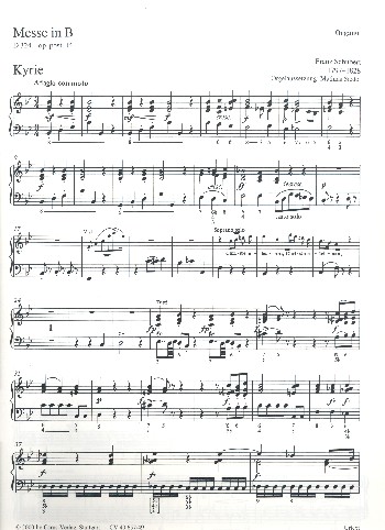 Messe B-Dur D324 op.posth.141&nbsp;&nbsp;für Soli, gem Chor und Orchester&nbsp;&nbsp;Orgel