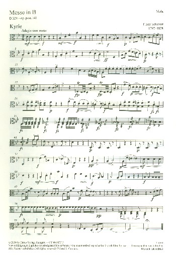 Messe B-Dur D324 op.posth.141&nbsp;&nbsp;für Soli, gem Chor und Orchester&nbsp;&nbsp;Viola