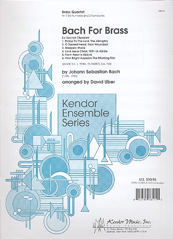 Bach for Brass for 2 trumpets&nbsp;&nbsp;and 2 trombones&nbsp;&nbsp;score and parts