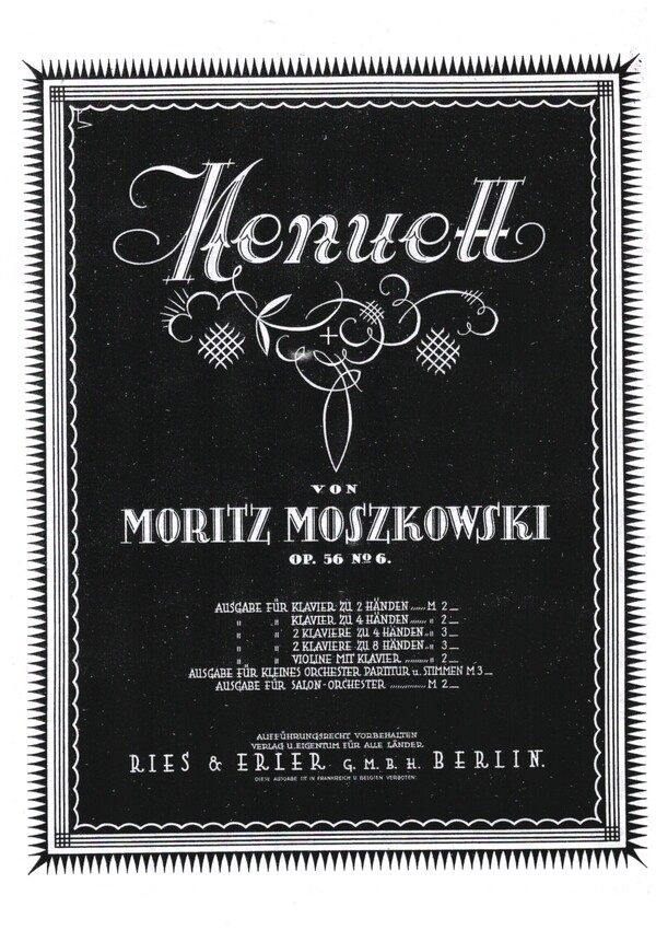 Menuett op.56,6 für Klavier zu 4 Händen  Spielpartitur  