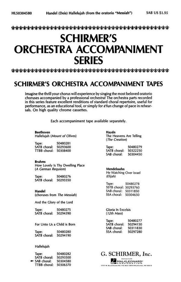 Hallelujah Chorus for mixed chorus&nbsp;&nbsp;(SAB) and piano (en)&nbsp;&nbsp;