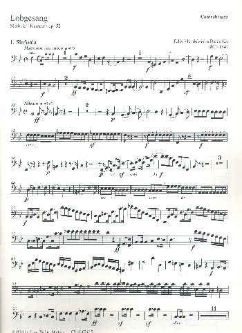 Sinfonie B-Dur Nr.2 op.52 (Lobgesang)&nbsp;&nbsp;für Soli, gem Chor und Orchester&nbsp;&nbsp;Kontrabass
