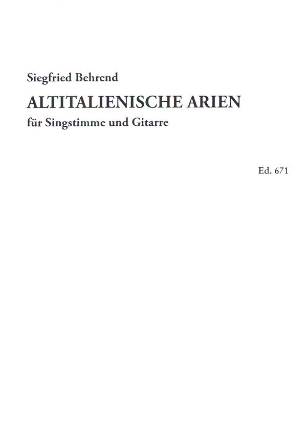 Altiatlienische Arien für Singstimme und  Gitarre  Partitur