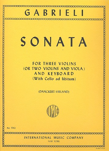 Sonata c major&nbsp;&nbsp;for 3 violins or 2 violins and viola and keyboard (vc ad lib.)&nbsp;&nbsp;