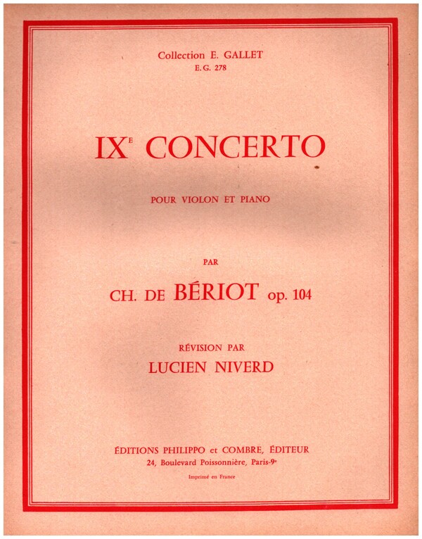 Concerto no.9 op.104  pour violon et piano  