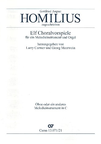 11 Choralvorspiele für ein  Melodieinstrument und Orgel  Oboe oder anderes Instrument in C
