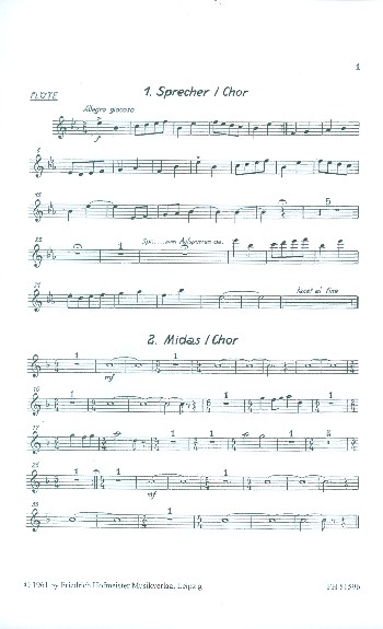 König Midas für Sprecher, Soli, Kinderchor  und Instrumente  Flöte